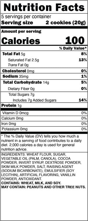 This is the Nutrition of Bisconni Rite Chocolate With Vanilla Cream Biscuits.