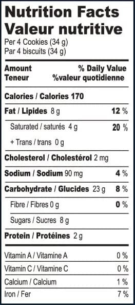 This is the Nutrition of Britannia Good Day Butter Cookies.