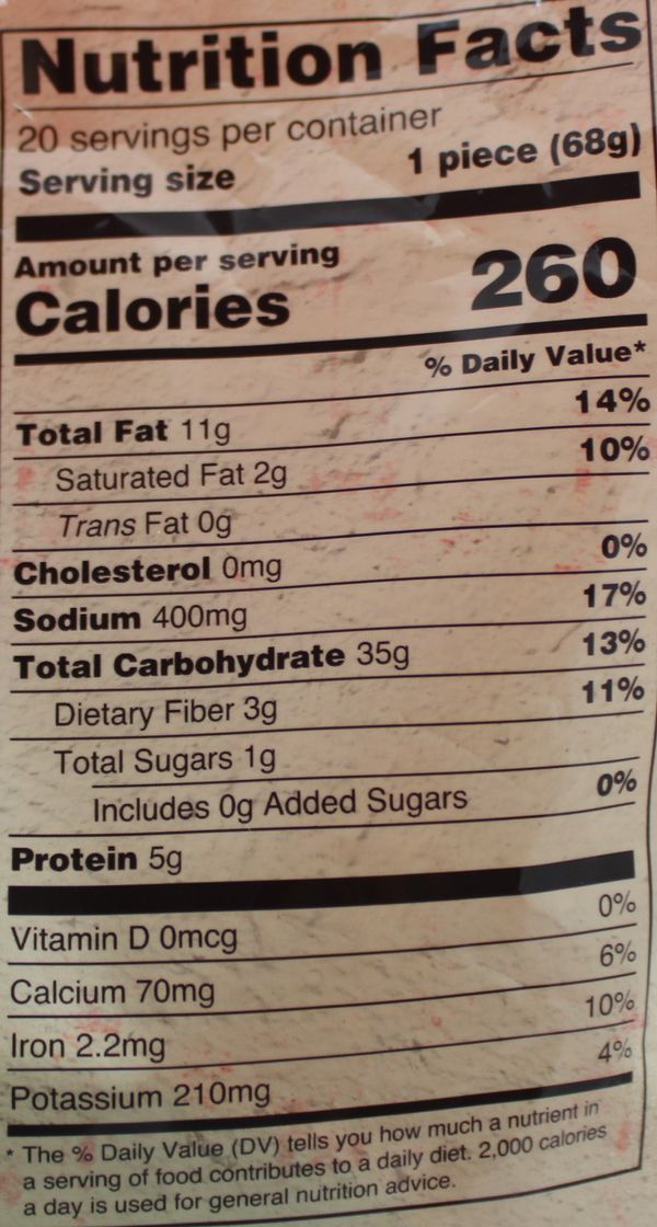 The Nutrition Facts of Deep Lachacha Paratha Family Pack (20pcs) 