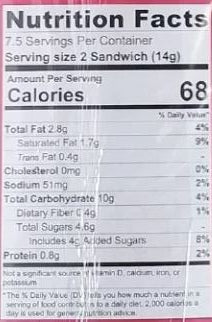 This is the Nutrition of EBM Rio Strawberry/Vanilla Biscuits.