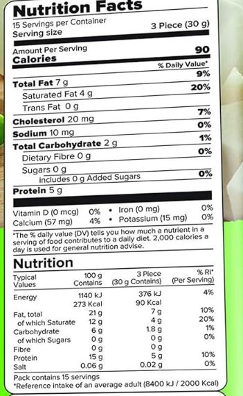 The Nutrition Facts of Haldiram's Paneer Homestyle Cheese Small 