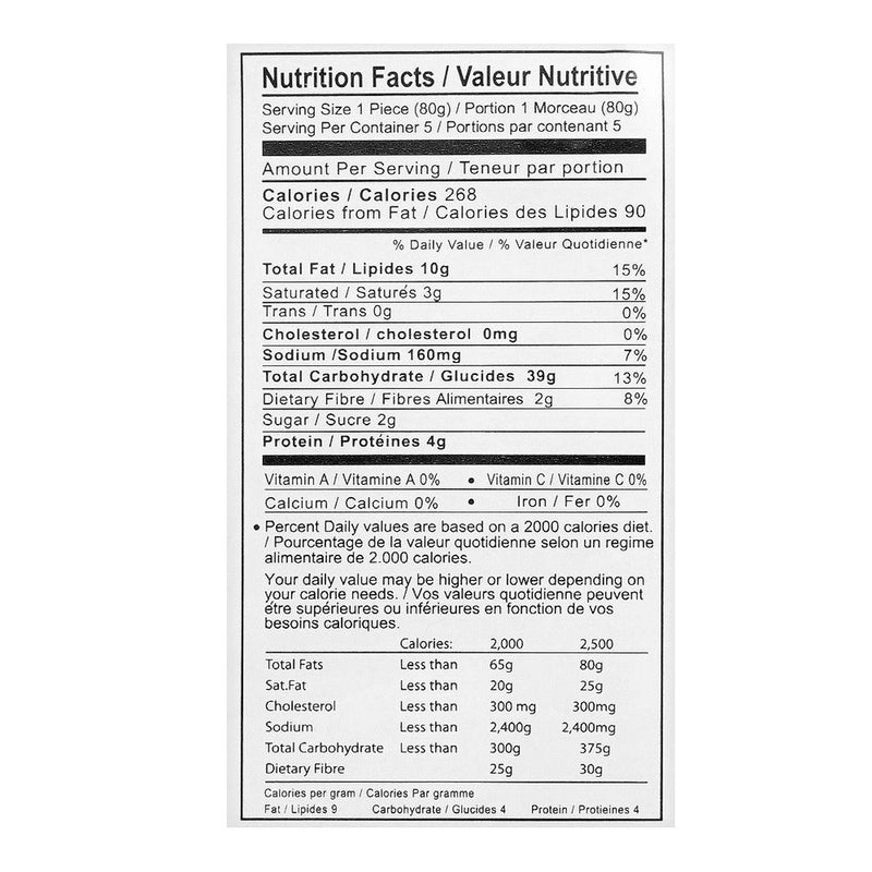 The Nutrition Facts of Karachi Delight Plain Paratha (5pcs) 