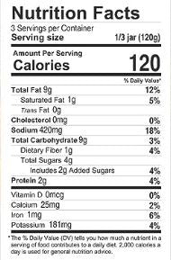 The Nutrition Facts of Khazana Organic Tikka Masala Simmer Sauce 