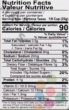 The Nutrition Facts of King`s Pista Falooda Mix 