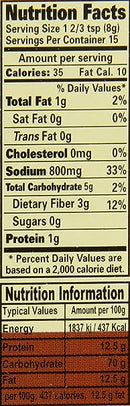 The Nutrition Facts of Laziza Broast Masala 