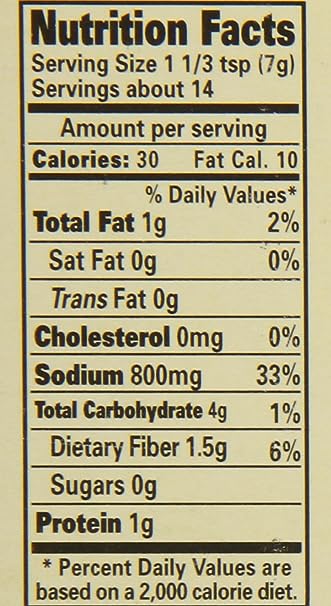 The Nutrition Facts of Laziza Paya Masala 