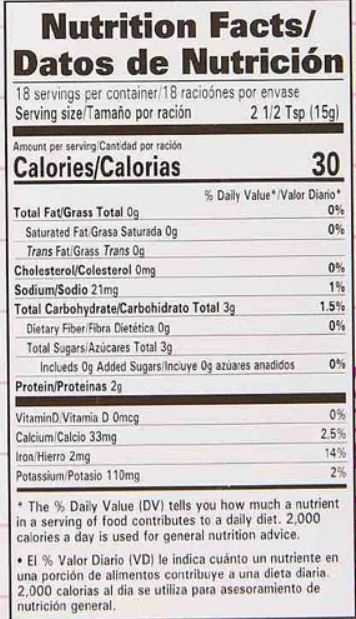 The Nutrition Facts of Laziza Plum Chutney Mix 