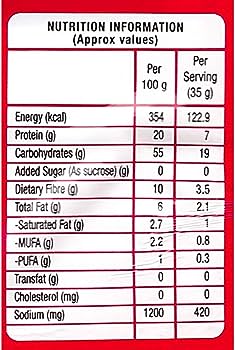 The Nutrition Facts of MTR Vada Instant Mix Large