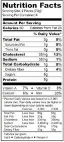 The Nutrition Facts of Mezban Chicken Reshmi Kabab Box 