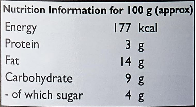 The Nutrition Facts of Mother's Recipe Andhra Congura Pickle 