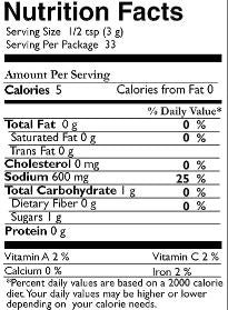 The Nutrition Facts of Mother's Recipe Chaat Masala 