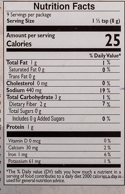 The Nutrition Facts of Mother's Recipe Meat Masala 