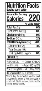 The Nutrition Facts of Naked Orange Carrot