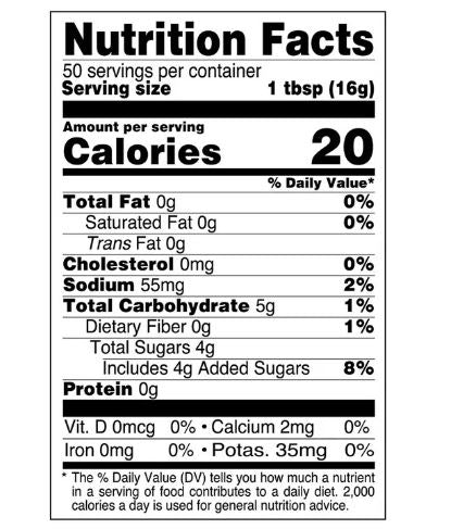 The Nutrition Facts of National Hot & Spicy Sauce 