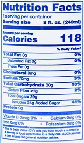 The Nutrition Facts of Rani Float Pulp Juice Mango