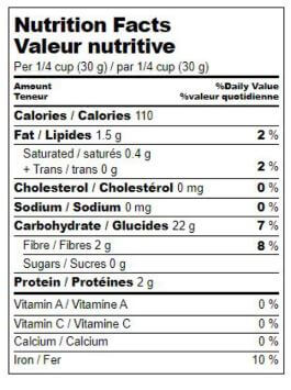 The Nutrition Facts of Sher Bajri Flour