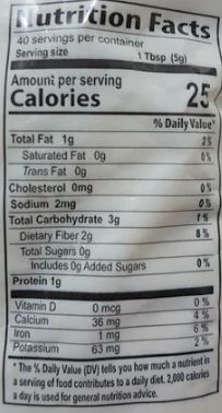 The Nutrition Facts of Swad Coriander Crushed 