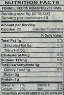 The Nutrition Facts of Swad Fennel seed roasted 