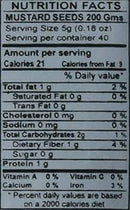 The Nutrition Facts of Swad Mustard powder 