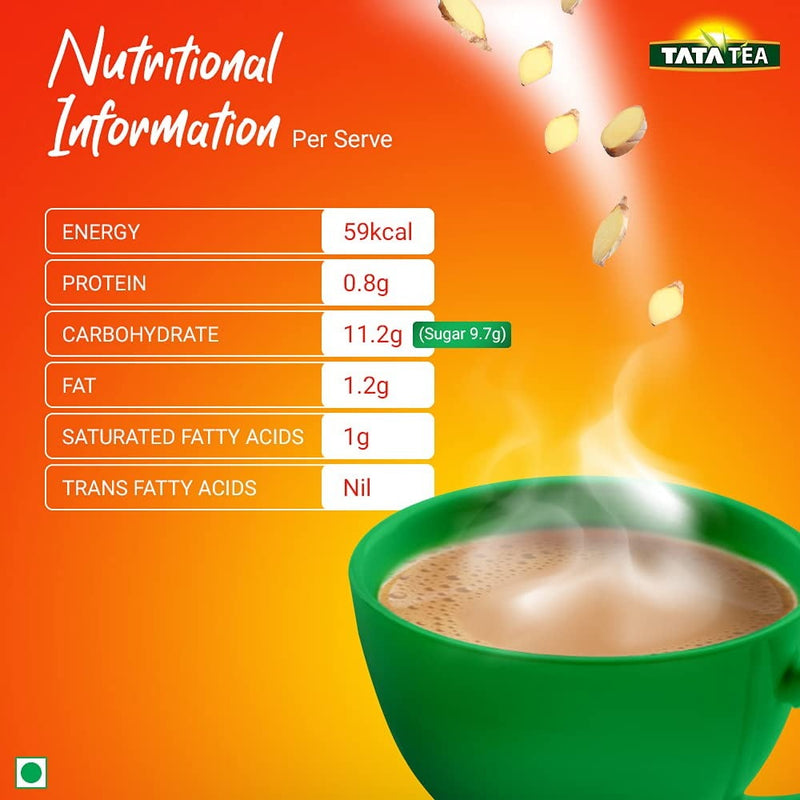 This is the Nutrition of TATA Tea Quick Chai Ginger (10 pouches).