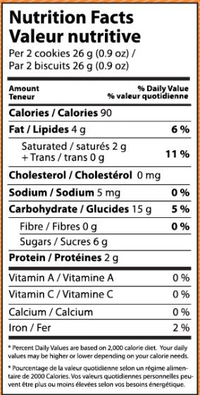 This is the Nutrition of TWI - Crispy Peepewali Cookies.