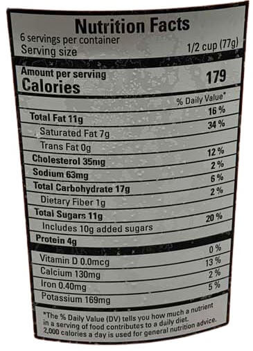 The Nutrition Facts of Vadilal Kesar Pista Kulfi Ice Cream 1 Lt