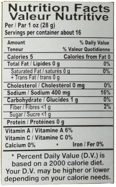 The Nutrition Facts of Ziyad Mikta Pickled Wild Cucumbers 