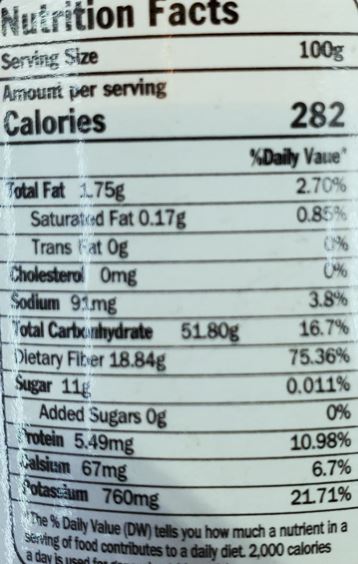 The Nutrition Facts of Ariana Premium Dried Oleaster 
