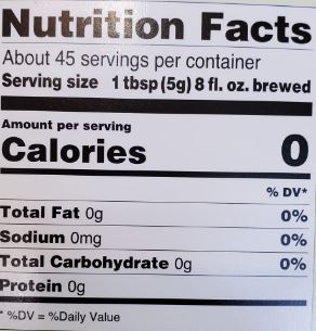 The Nutrition Facts of J-Basket Bancha Green Tea 