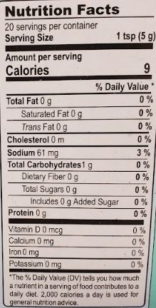 The Nutrition Facts of MDH Sindhi Biryani Masala 