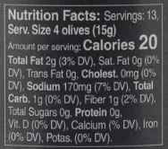 The Nutrition Facts of Mina Pitted Green Olives 