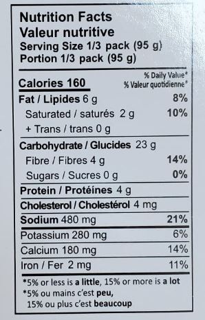 The Nutrition Facts of Regal Kitchen Kadhi Pakora 